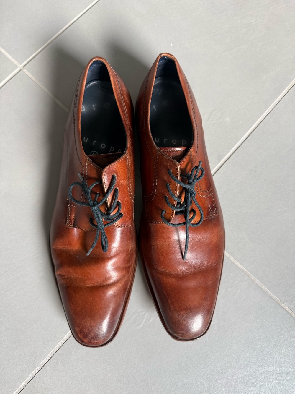 Bugatti Cognac Brown Leather Oxford Dress Shoes